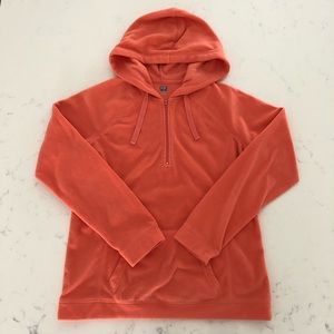 SJB Active Fleece Quarter-zip Long-sleeve Hooded Sweatshirt Orange, Small